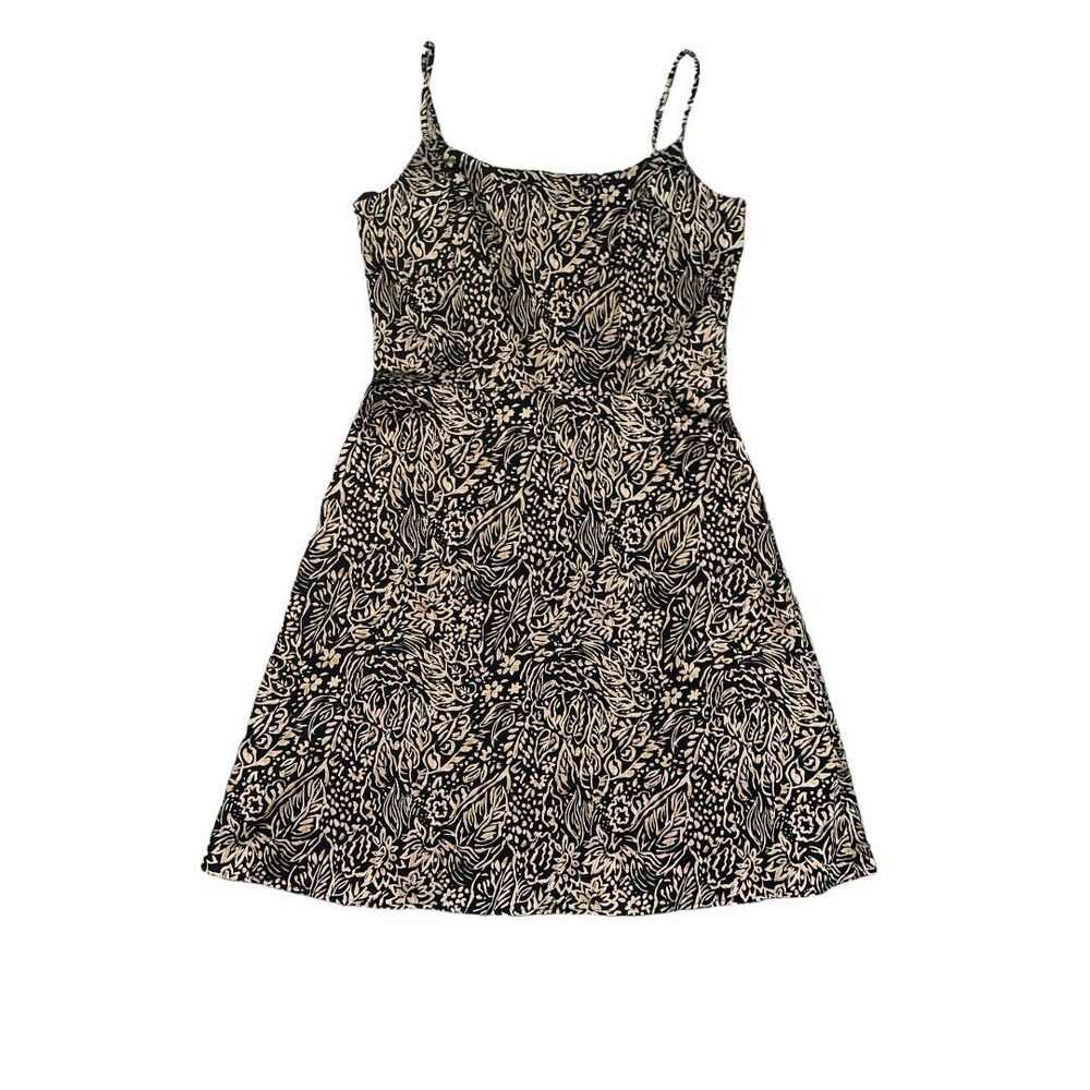 Vintage Jessica Howard Petite Black & Tan Abstract Pattern Fit & Flare Dress